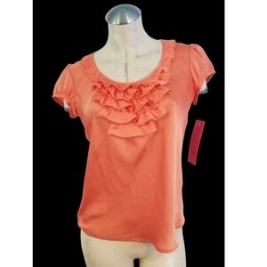 3/$25 Sunny Leigh Size PP Coral Ruffle Blouse Top